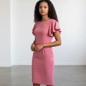 Like New White House Black Market Sz 12 Pink Cocktail Fitted Dress